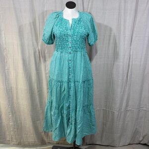 Sundance Topsail Tiered Seersucker Stripe Midi Dress